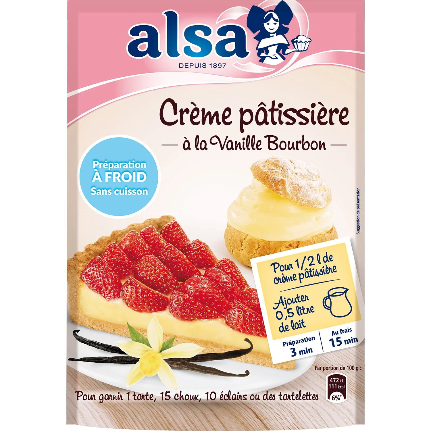 Alsa Préparation pour crème patissière à la vanille bourbon