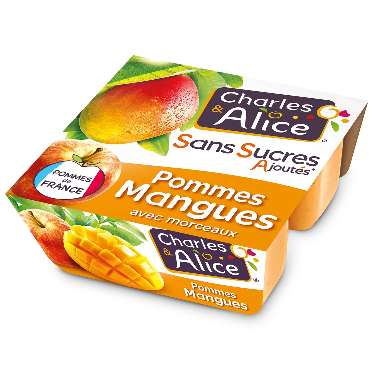 Compote pommes mangues avec morceaux Charles & Alice 