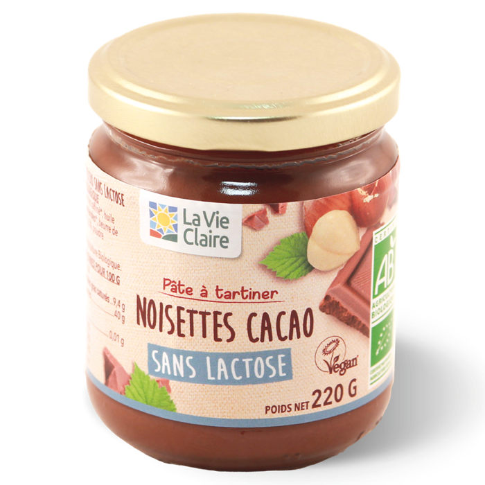 Cocoa/hazelnut spread 16% lactose free 220g - La Vie Claire