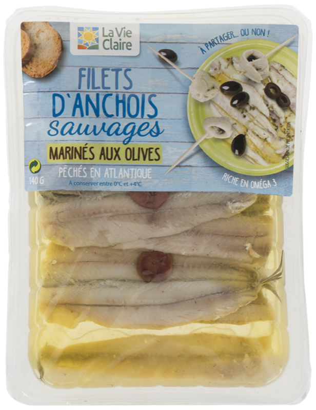 Filets d’anchois sauvages aux olives 140g - La Vie Claire
