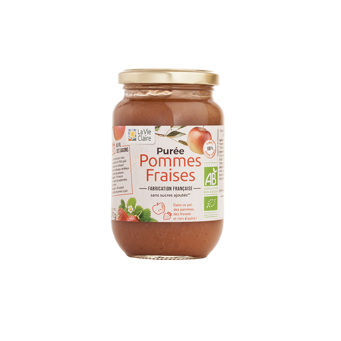 Strawberry apple puree with no added sugar 370g - La Vie Claire