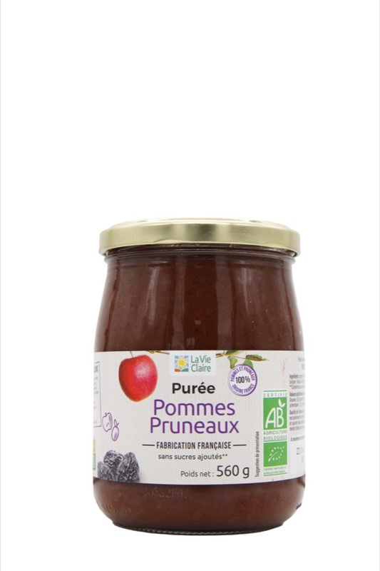 Purée de pommes pruneau sans sucres ajoutés 560g - La Vie Claire