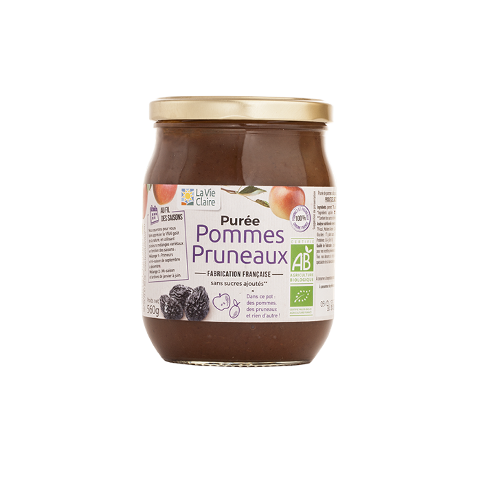 Prune apple puree with no added sugar 560g - La Vie Claire