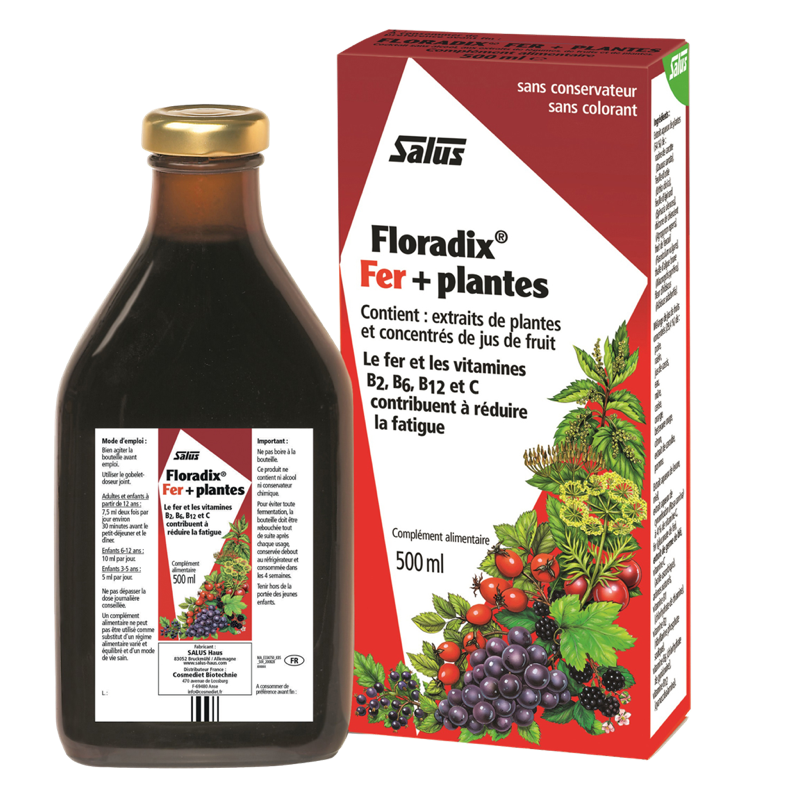 Floradix fer + plantes 500ml - fatigue/carence en fer