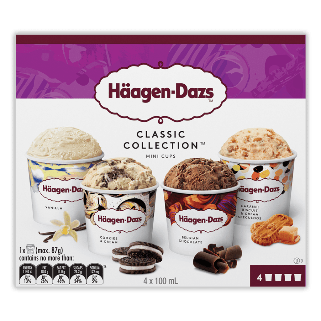 Häagen-Dazs Ice Cream Classic Collection Cups x 4