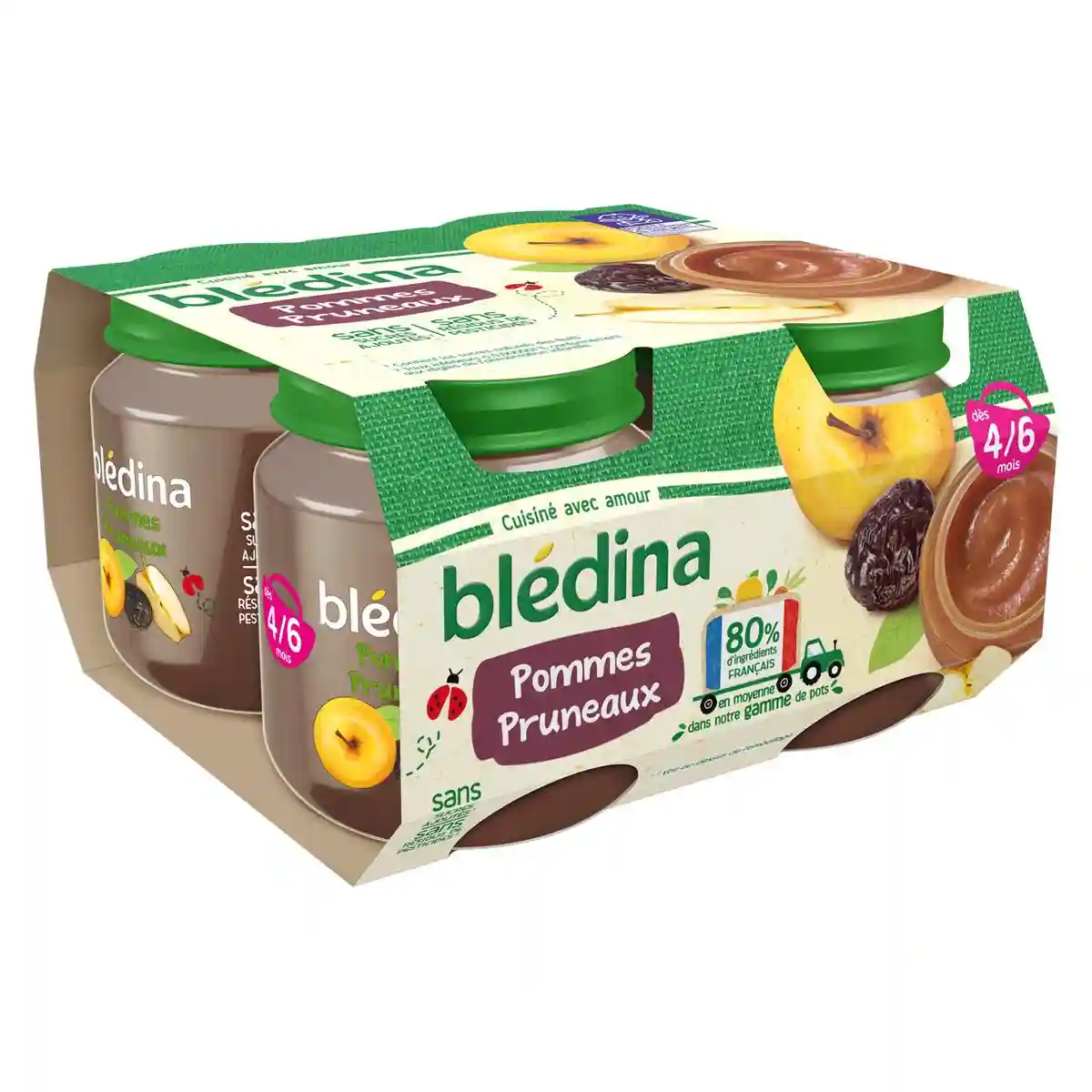 Bledina Compote bébé dès 4-6 mois pommes pruneaux