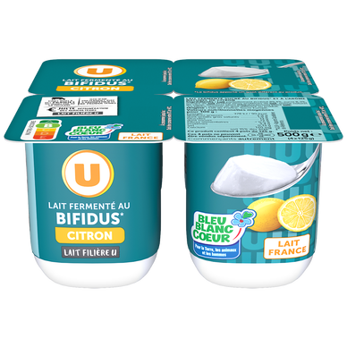 Yaourt au Lait fermenté au bifidus sucré saveur citron U