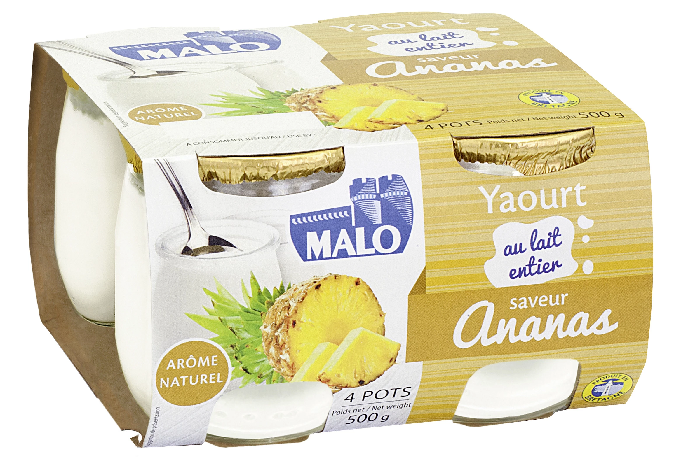Yaourt au lait entier saveur ananas Malo