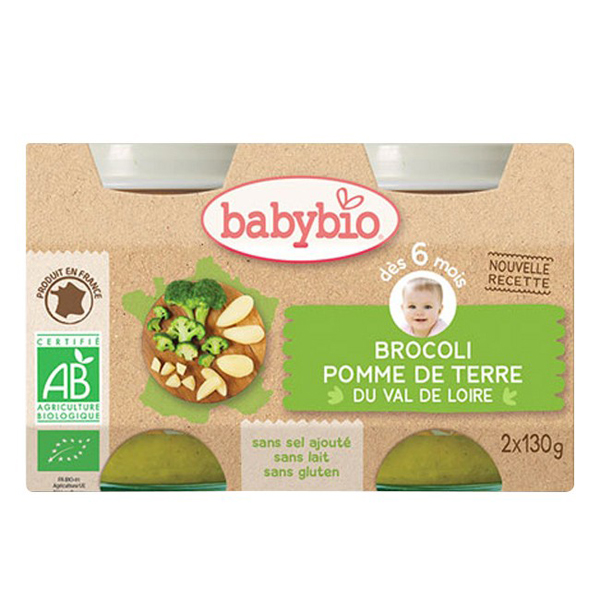 BabyBio Petits Pots Brocolis PDT Bio 130 g x 2 