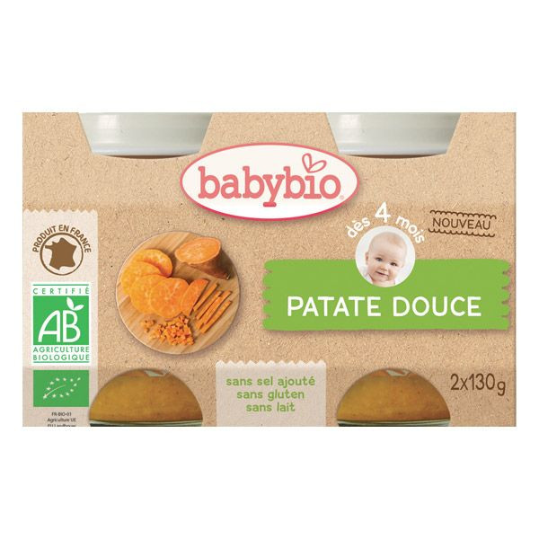 BabyBio Petits Pots Patate Douce Bio 130 g x 2 