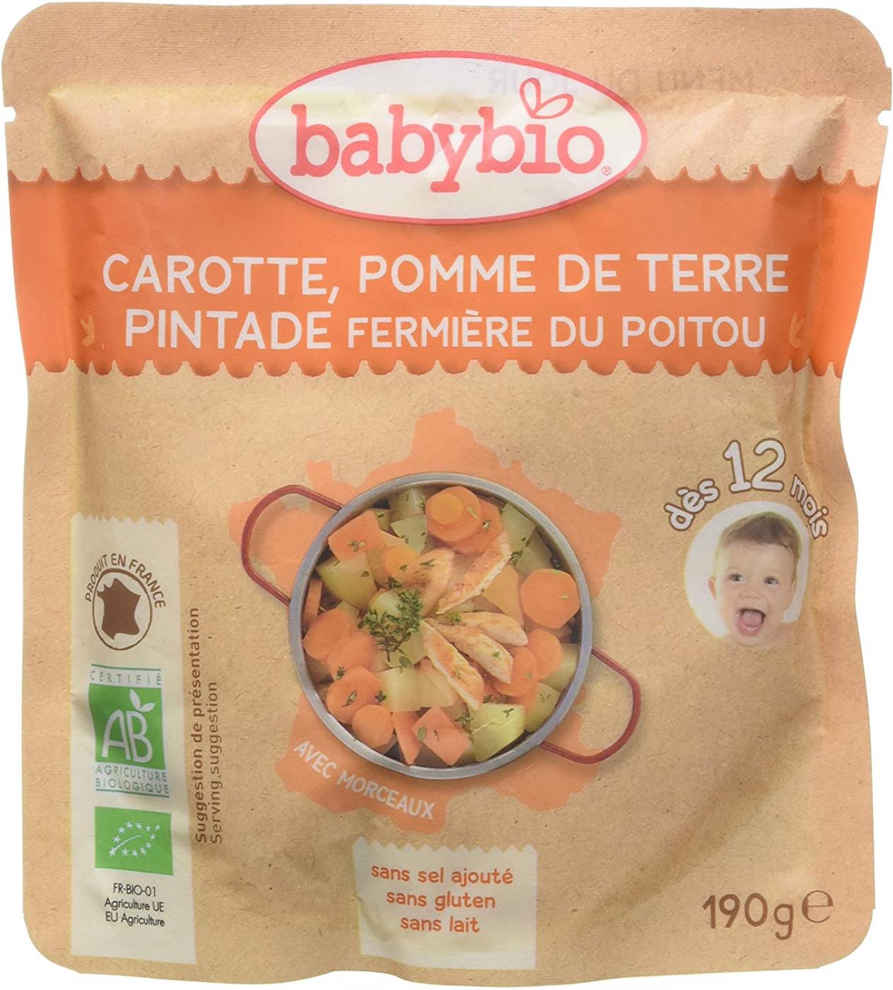 BabyBio Poche Menu PDT Pintade Bio 190 g 