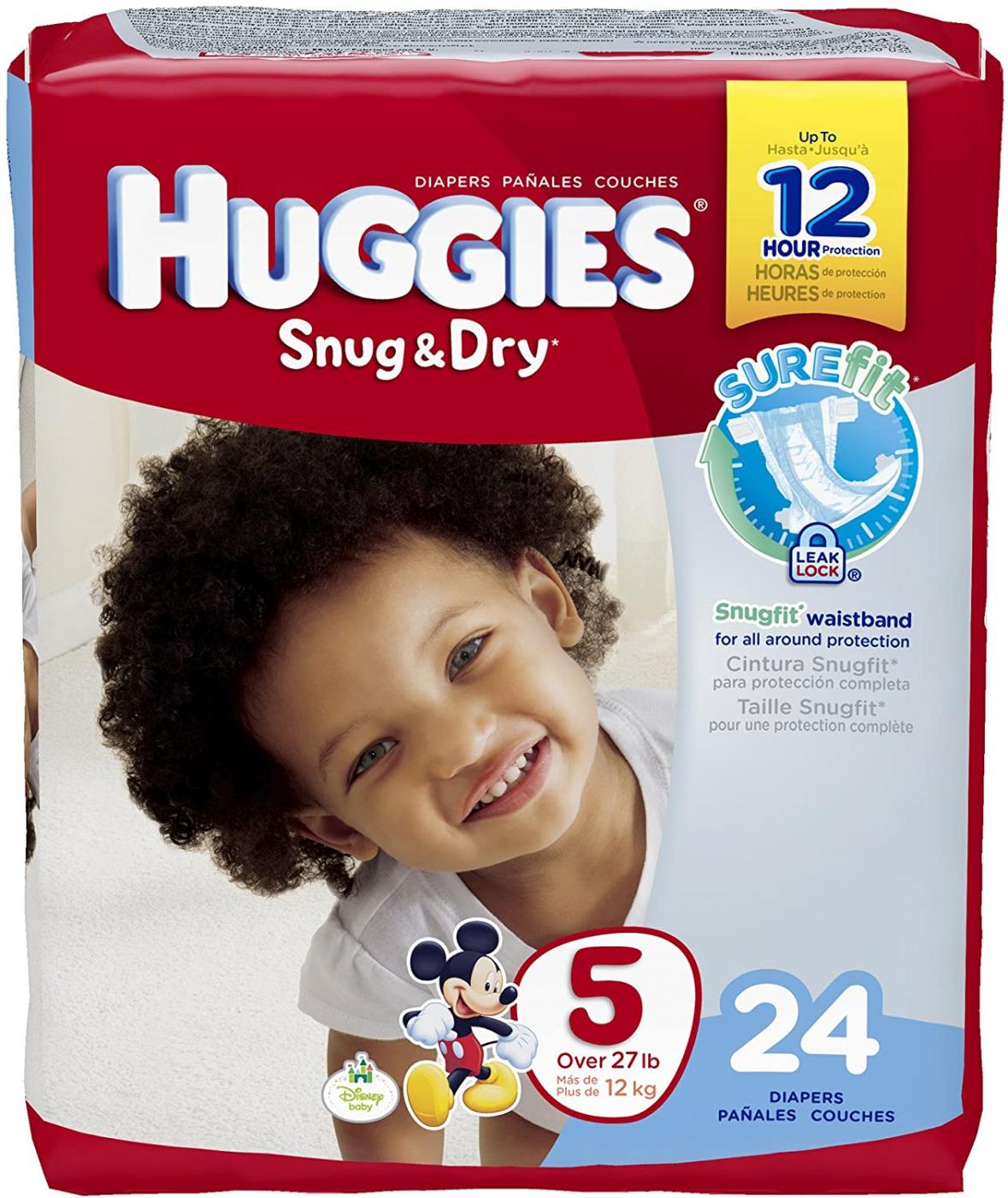 Huggies Couches Snug Dry + 12 Kg x 24 