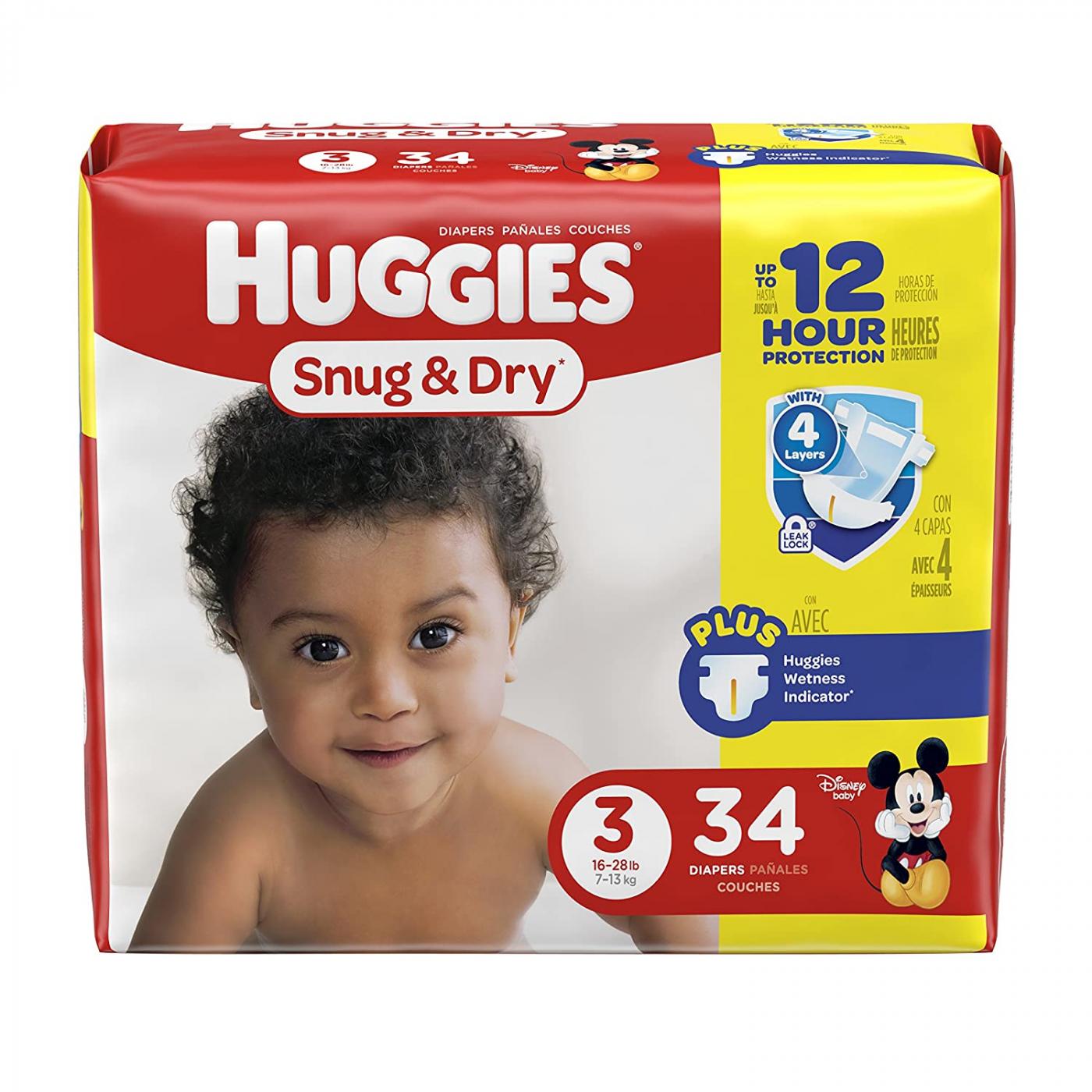 Huggies Couches Snug Dry 7-13 Kg x 34 