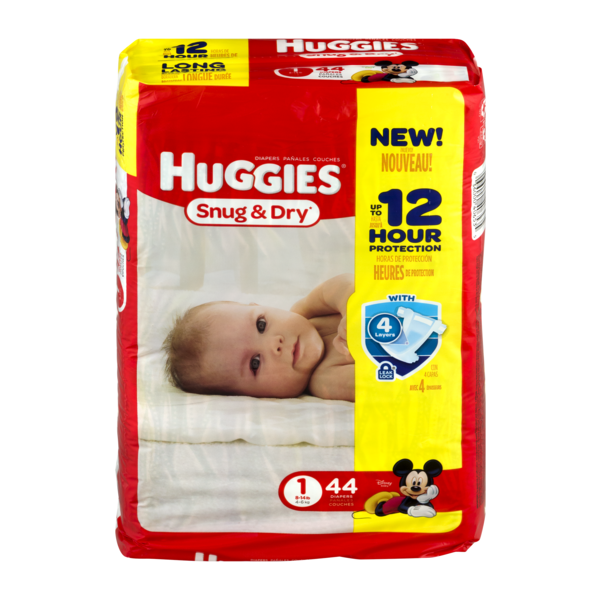 Huggies Couches Snug Dry Jumbo 2-5 Kg x 44
