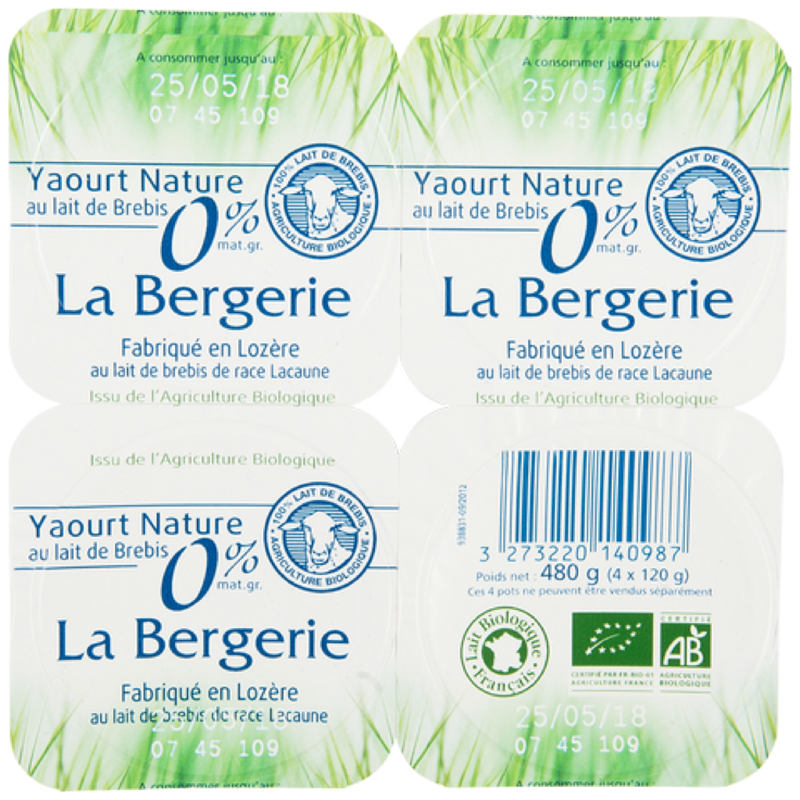 Yaourt de brebis nature 0% 4x120g - La Bergerie