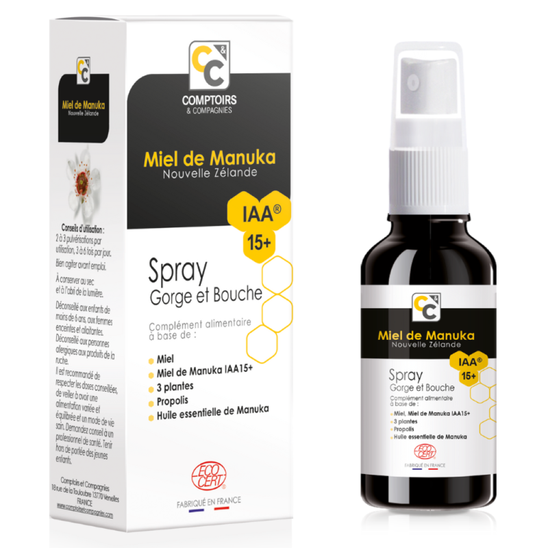 Spray gorge miel manuka 10+ 25ml - Comptoirs & Compagnies