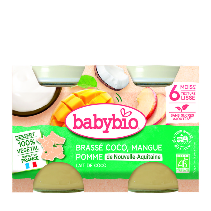 BABYBIO POT BRASSE COCO MANGUE 2X130G - DES 6 MOIS
