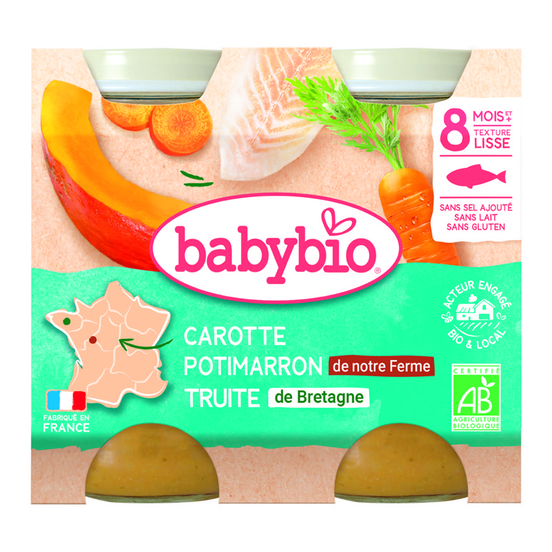 Babybio Pot Carot Potimarron Truite - Des 8 Mois