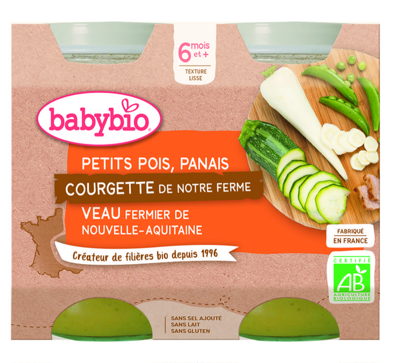 Babybio Pot Petits Pois Panais Courgette Veau - Des 6 Mois