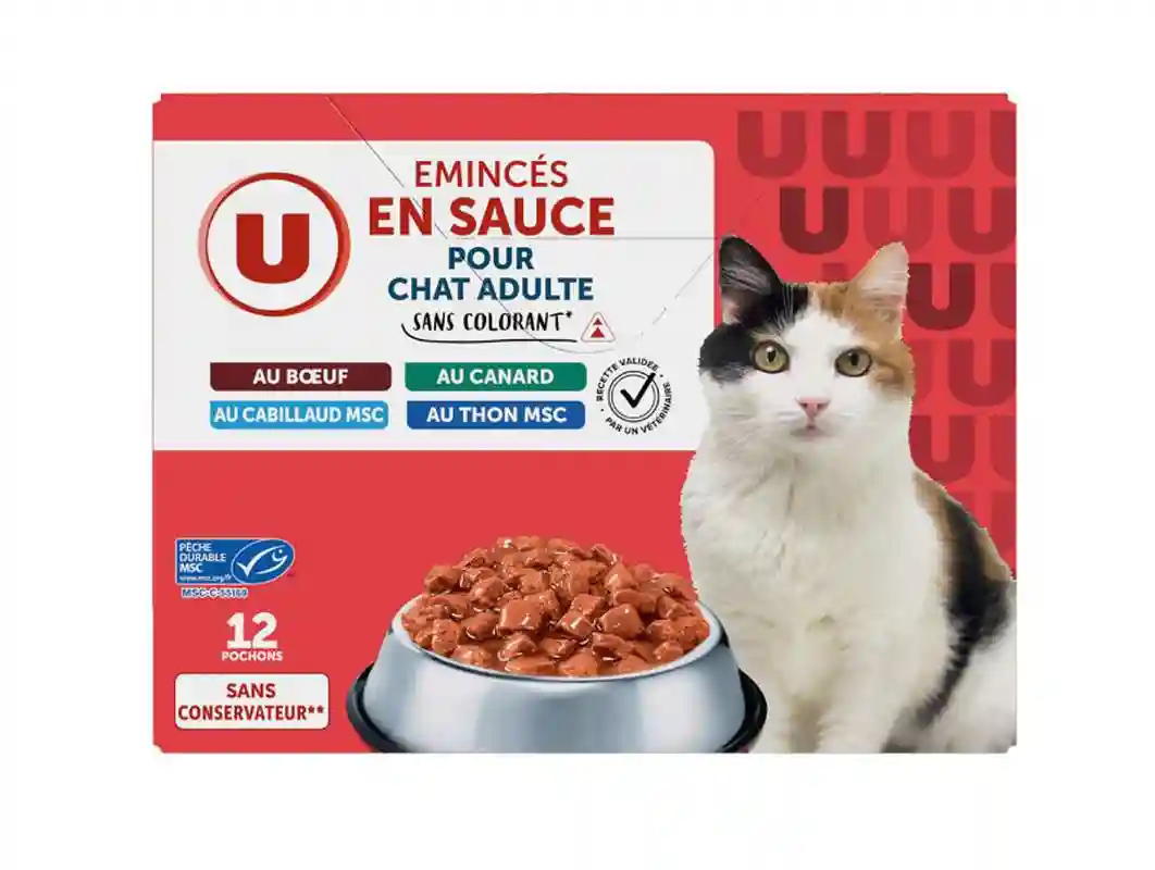 Emincés en sauce pour chat viande et poisson U