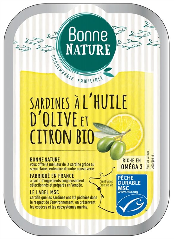 Bonne Nature Sardines A L'Huile D'Olive Et Citron Bio 115 g