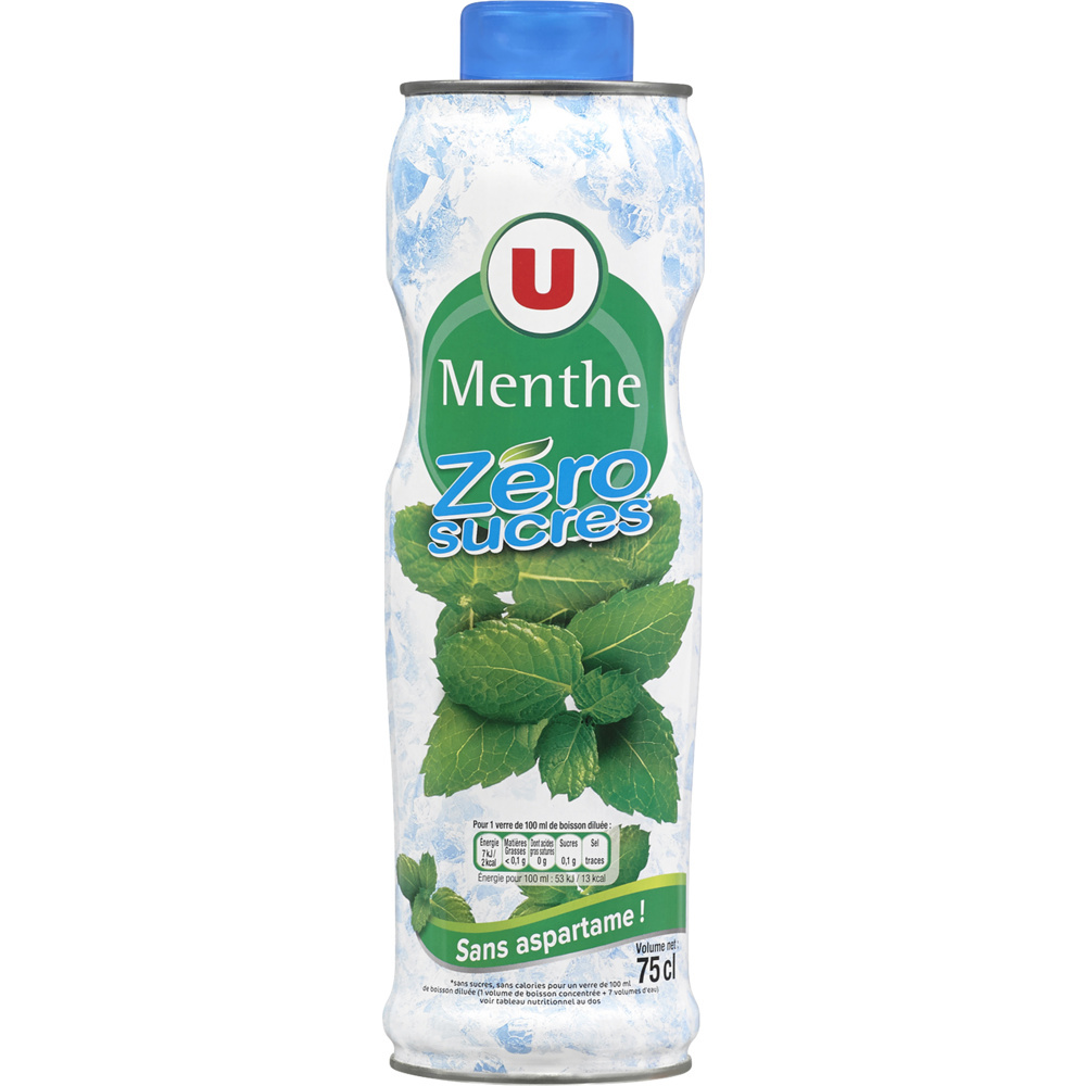Sirop à la menthe 0% de sucre U