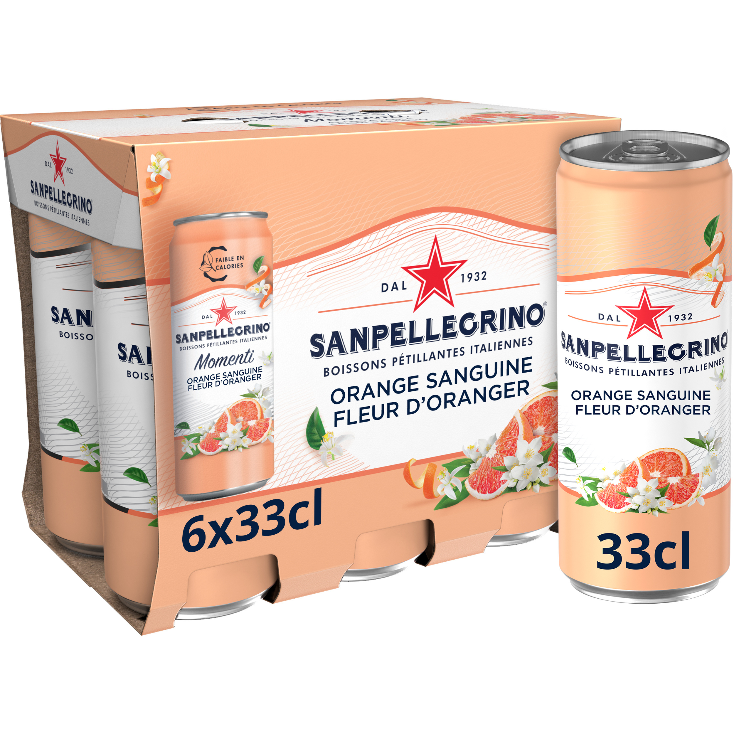 San Pellegrino orange sanguine fleur d'oranger 6x33cl 