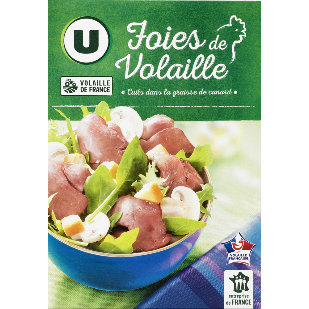 Foies de volaille confits cuits dans la graisse de canard U