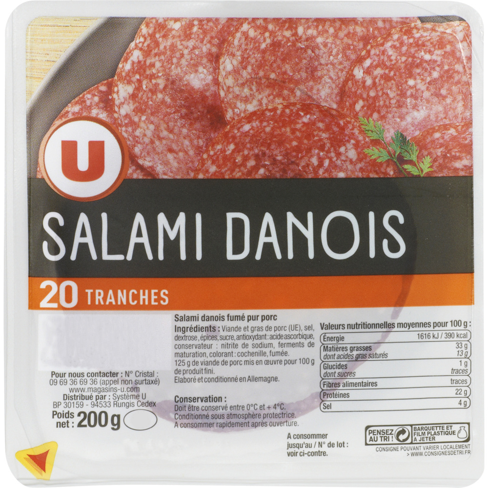 Salami danois en tranches U 