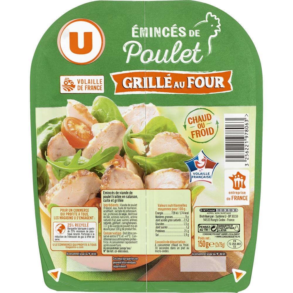 Emincés de poulet Grillé au four U