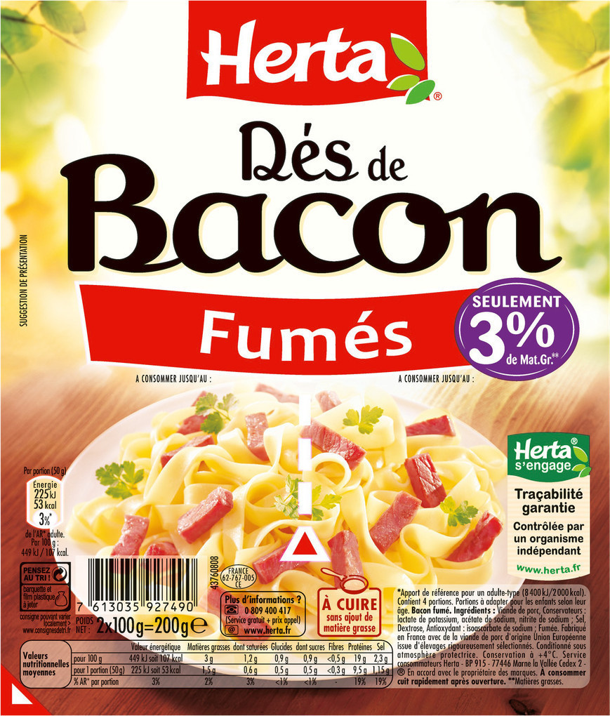 Dés de bacon fumé Herta