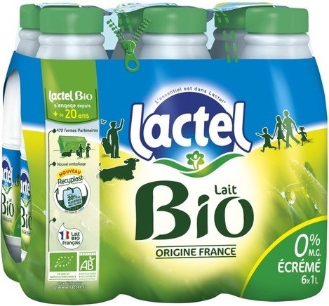 Lactel Lait écrémé bio 6*1L