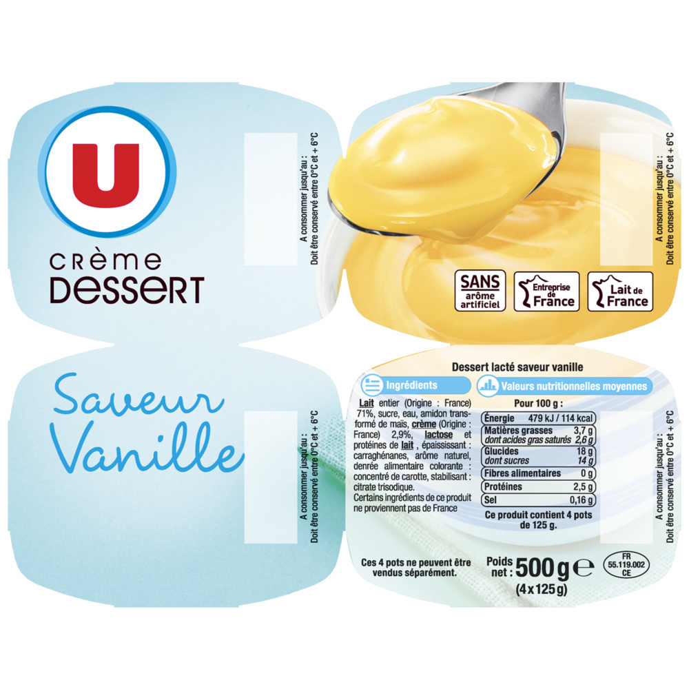 Crème dessert Saveur Vanille U