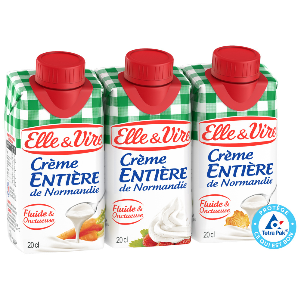 La Crème Entière De Normandie 30%MG Elle & Vire 3*20cl