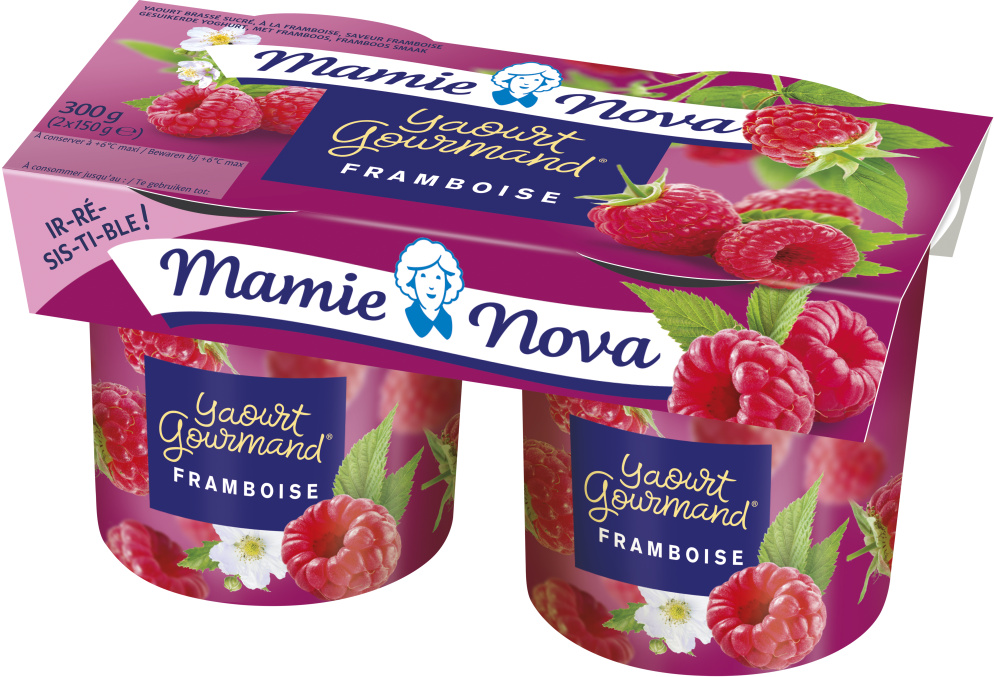 Yaourt gourmand framboise Mamie Nova 