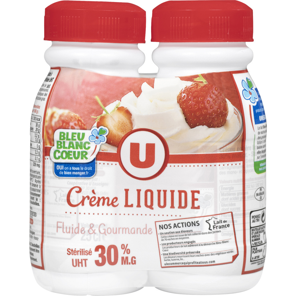 Crème UHT entière liquide 30% de MG