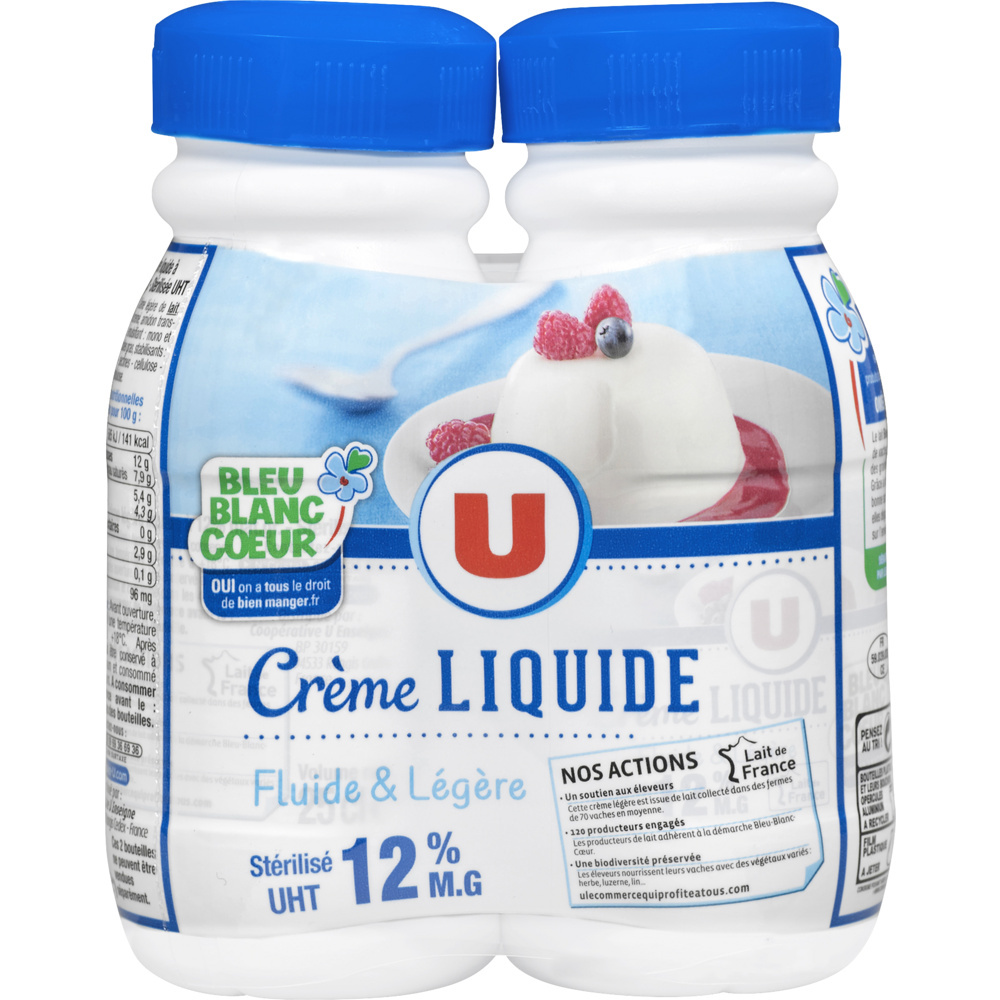 Crème UHT légère liquide 12%mg