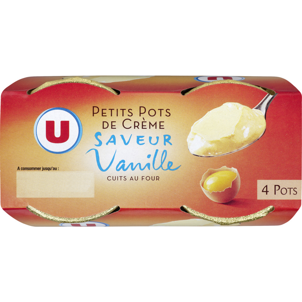 Desserts lactés à la crème aux oeufs frais saveur vanille U
