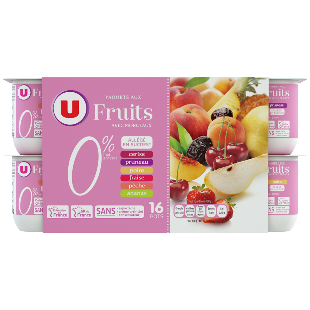 Yaourt aux fruits avec morceaux 0% U