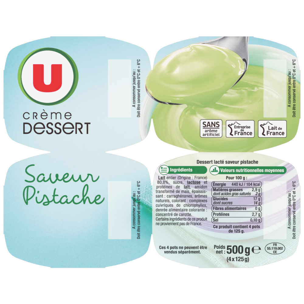 Crème dessert saveur pistache U