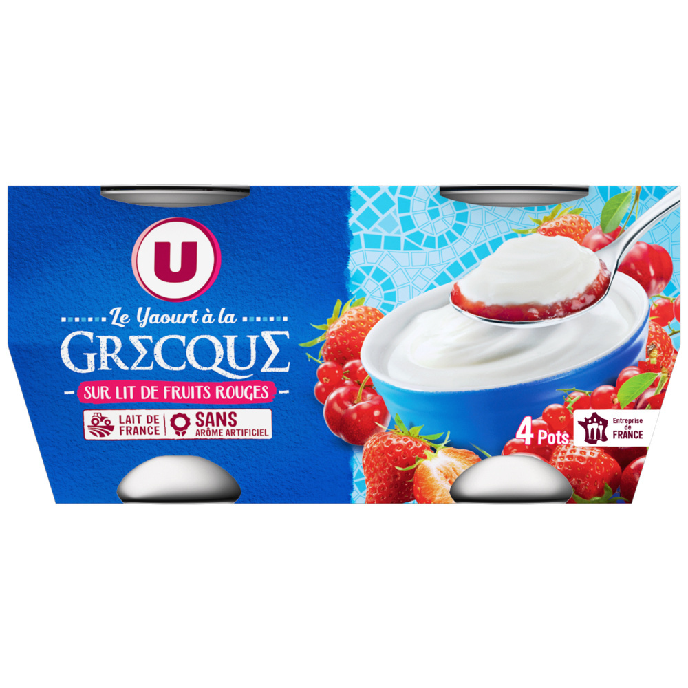 Yaourt à la grecque sur lit de fruits rouges U