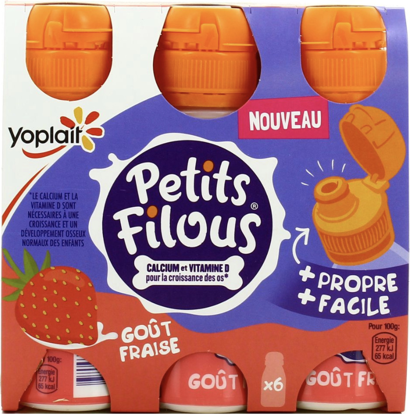 Petits filous fraises bouteilles bouchon sport Yoplait 