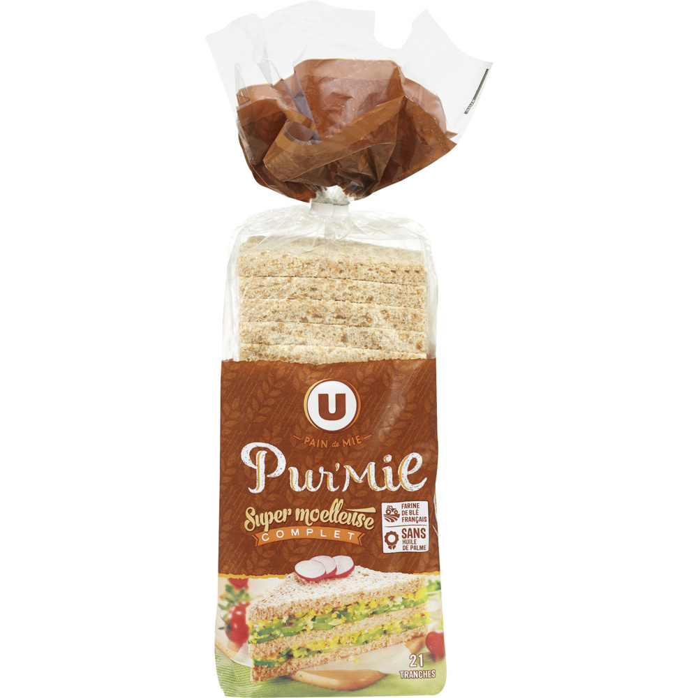 Pain de mie complet sans croute U