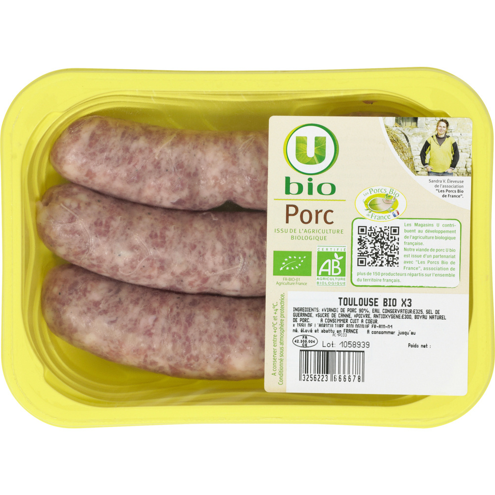 Saucisse de Toulouse bio U 