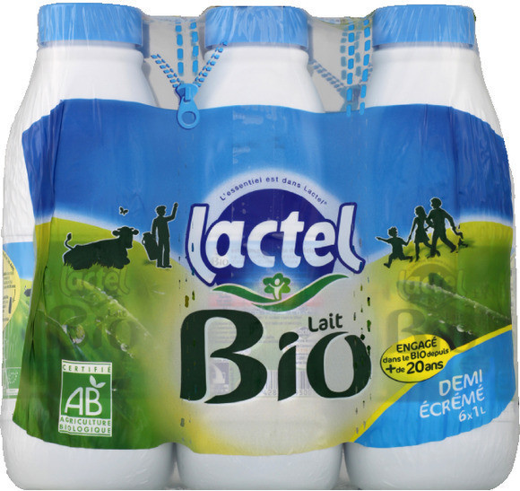 Lactel Lait bio demi-écrémé 6*1L