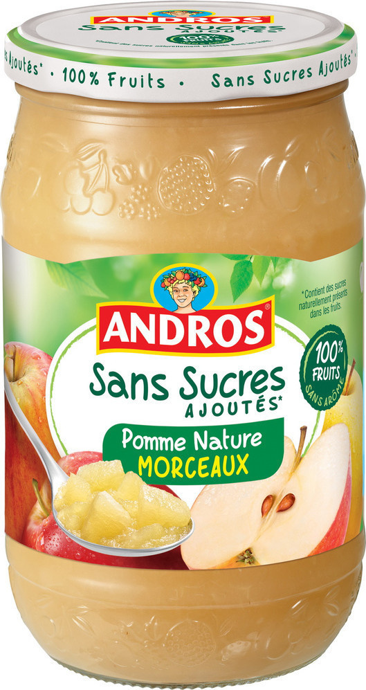 Compote de pomme à morceaux sans sucre ajouté Andros