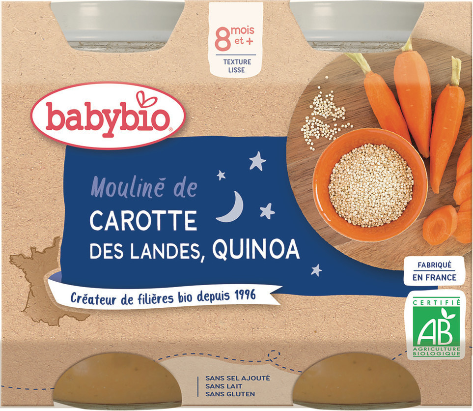 Petits Pots bébé du soir carotte et quinoa Baby bio 