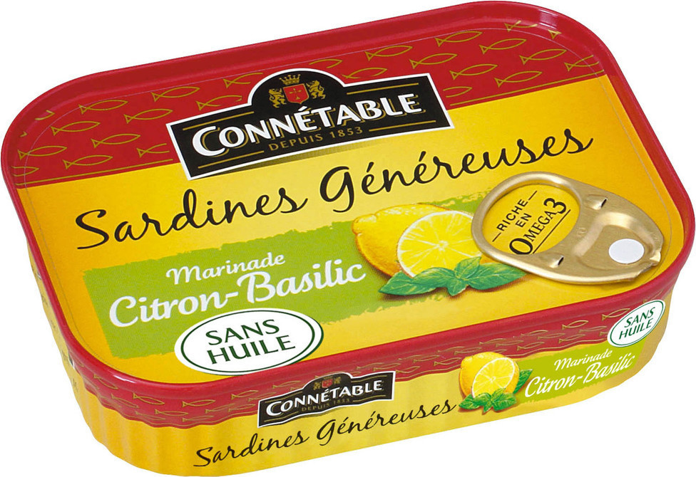 Sardines citron basilic sans huile Connetable 