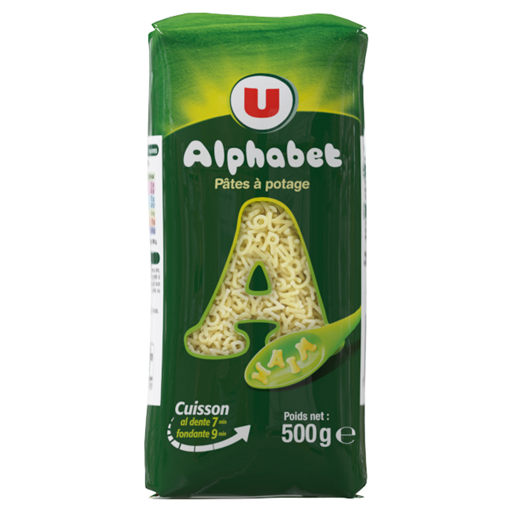Pates alphabets pour potage U