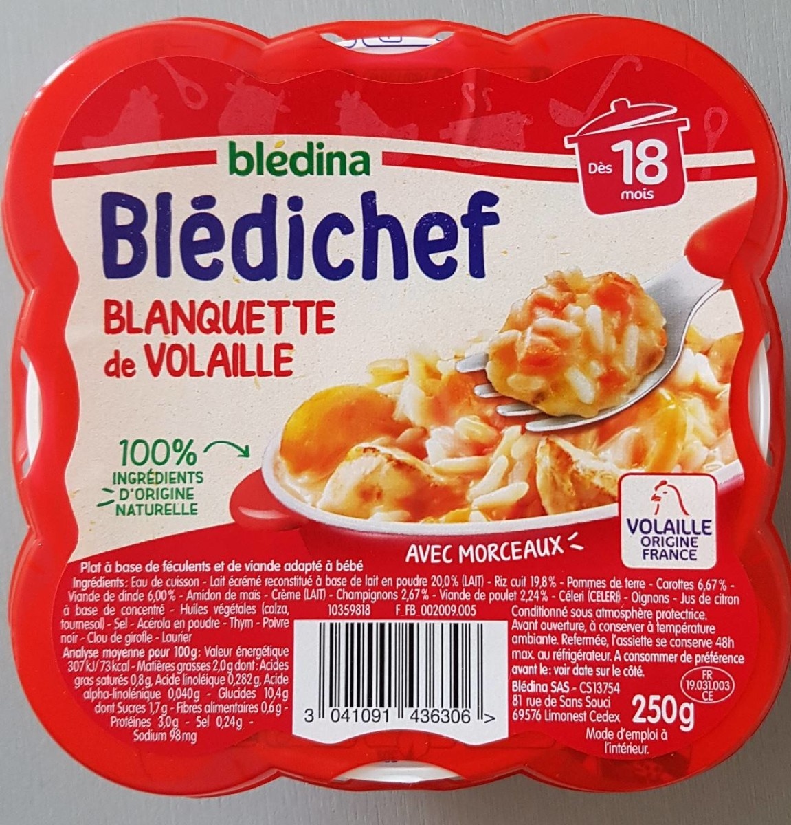 Blédichef Blanquette de Volaille dès 18 Mois 